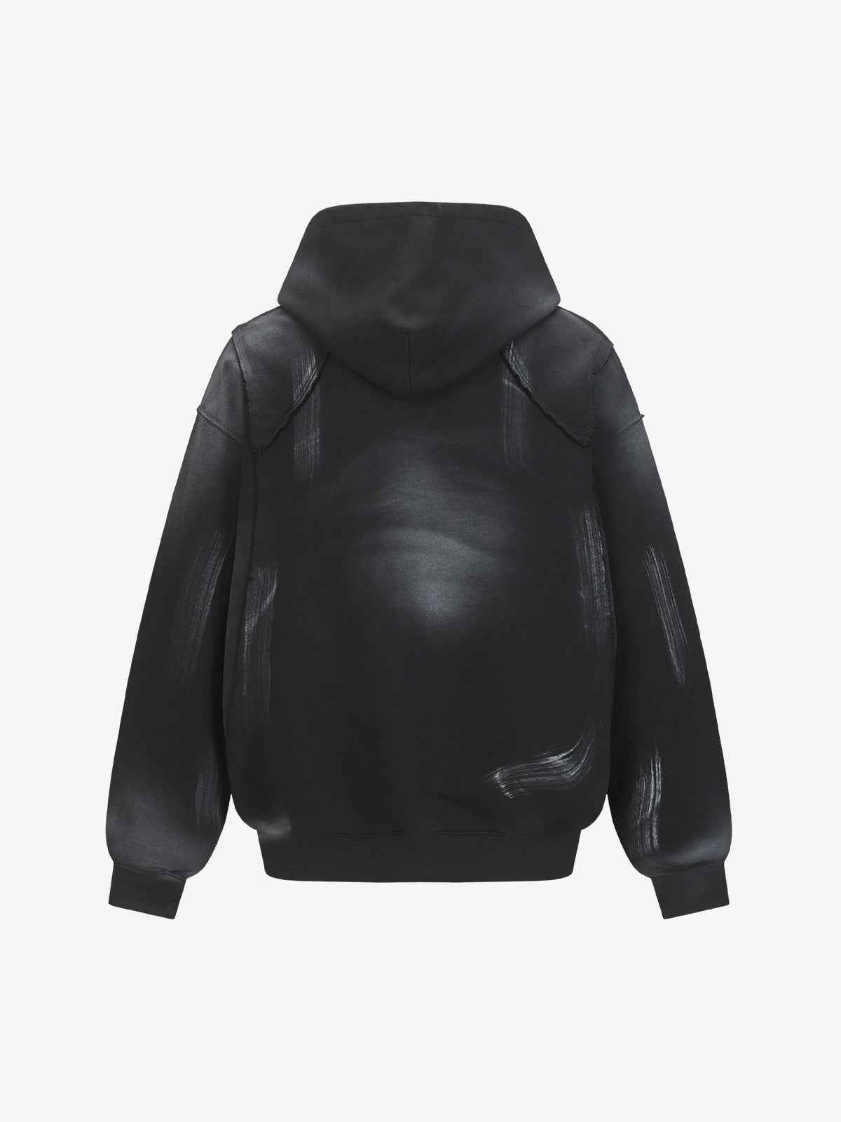 Hip-Hop Wasteland Ink-Dyed Raw Edge Hoodie
