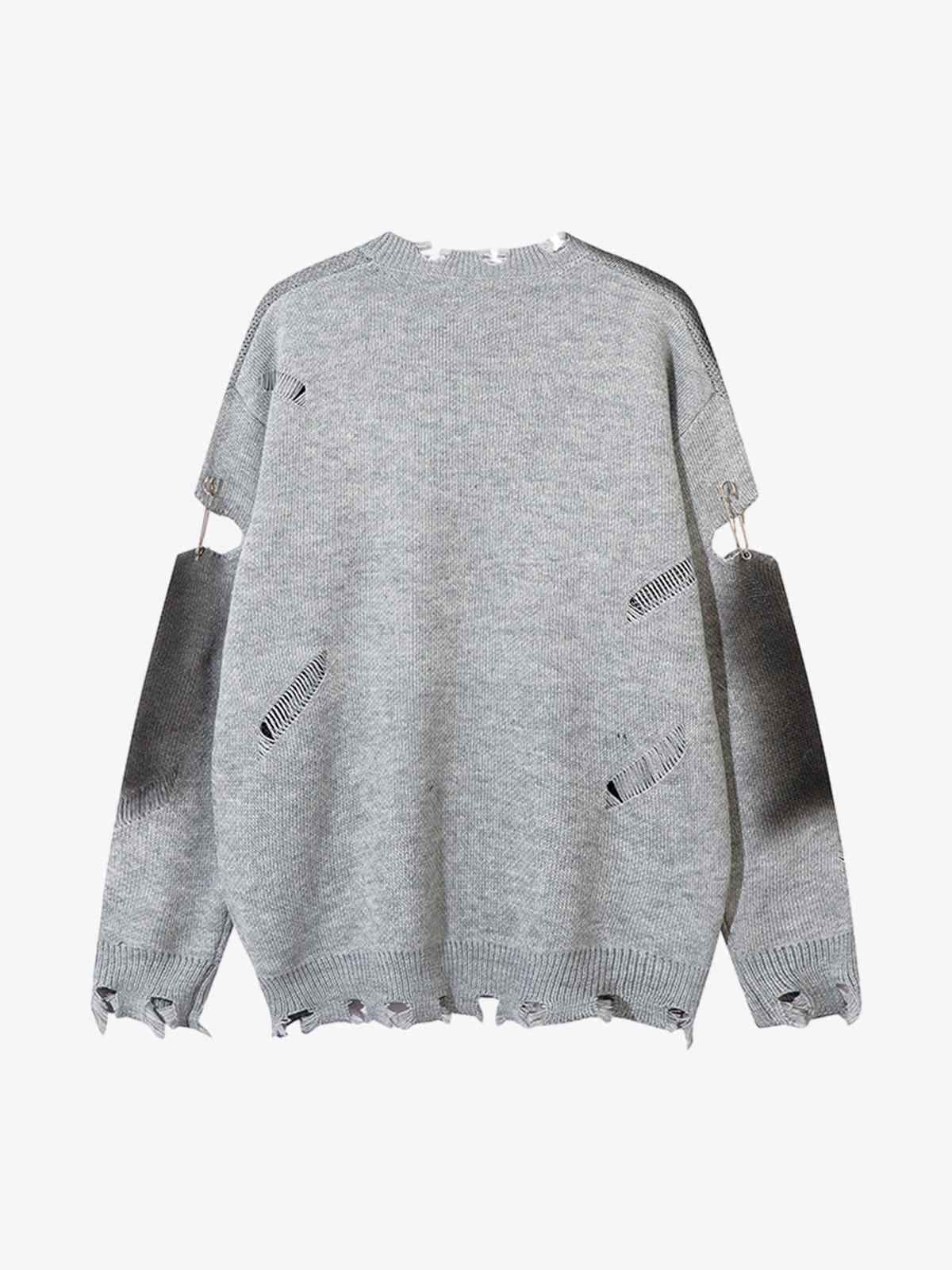 Vintage Spray-Painted Cross Hole Knit Sweater