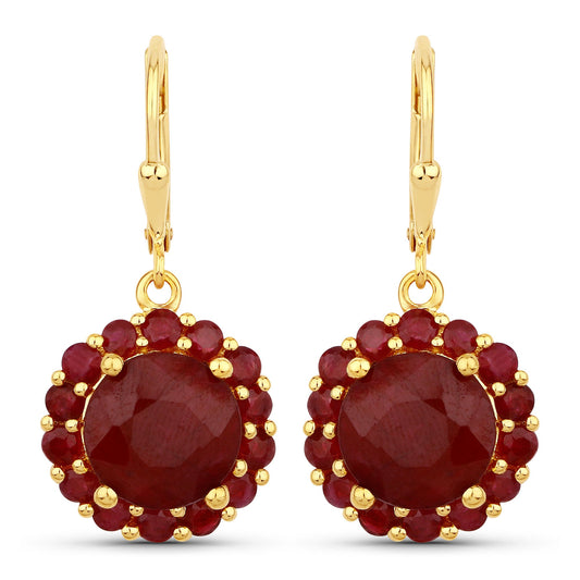 11.37 Carat Dyed Ruby and Ruby .925 Sterling Silver Earrings