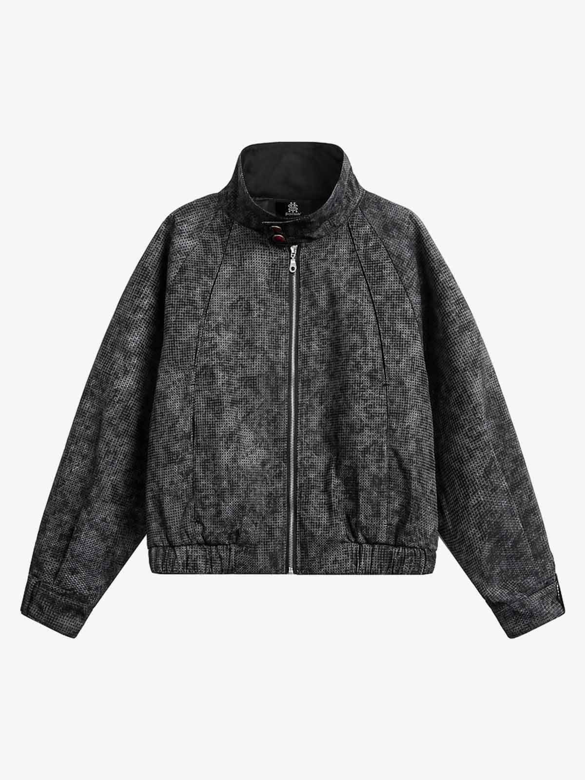 Dark Deconstructed Split Stand Collar Jacket