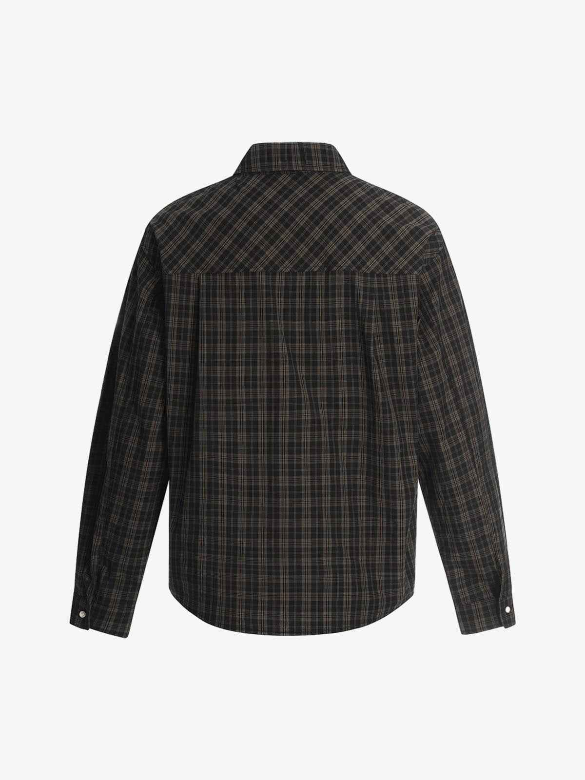 Street Print Lettering Plaid Long-Sleeve Shirt