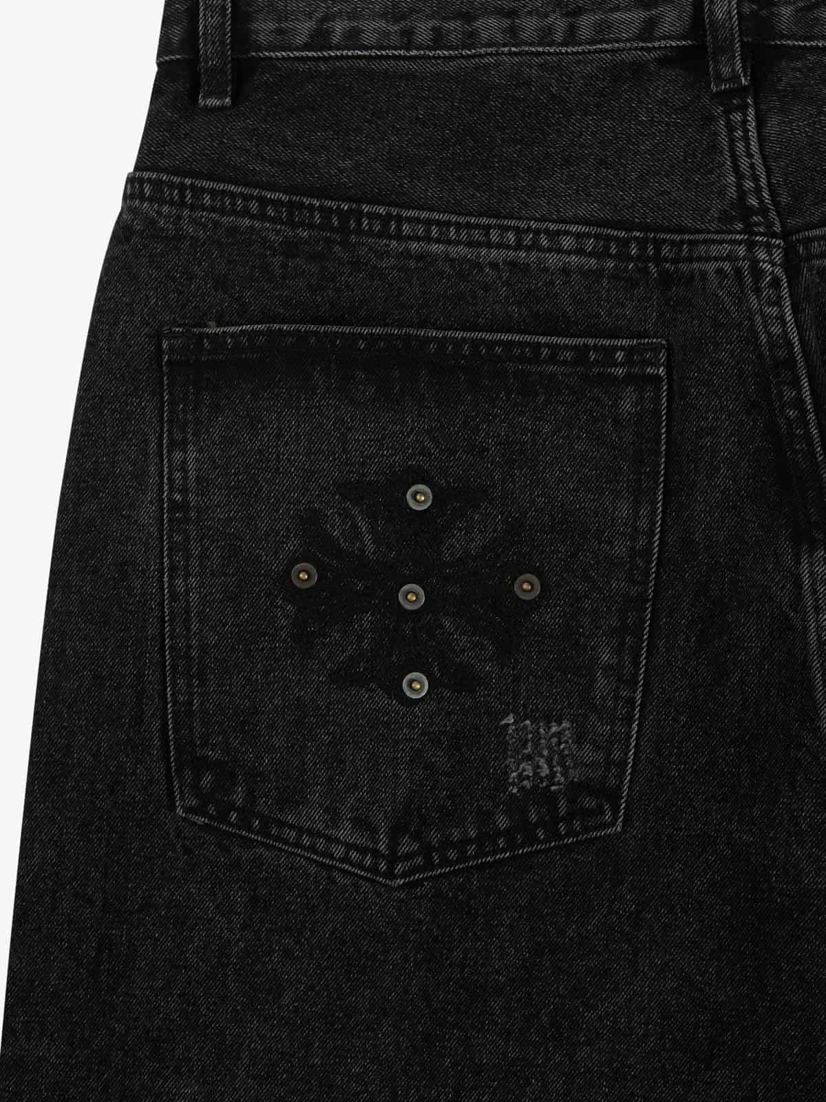 Vintage Washed Distressed Metal Ring Baggy Jeans - Luxuryurbanwear