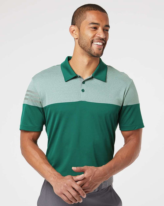 Adidas Heather 3-Stripes Block Sport Shirt L Collegiate Green