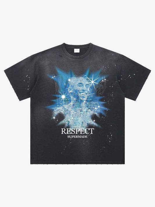 Nostalgic Starlight Basketball Legend Graphic Ink Splatter T-Shirt