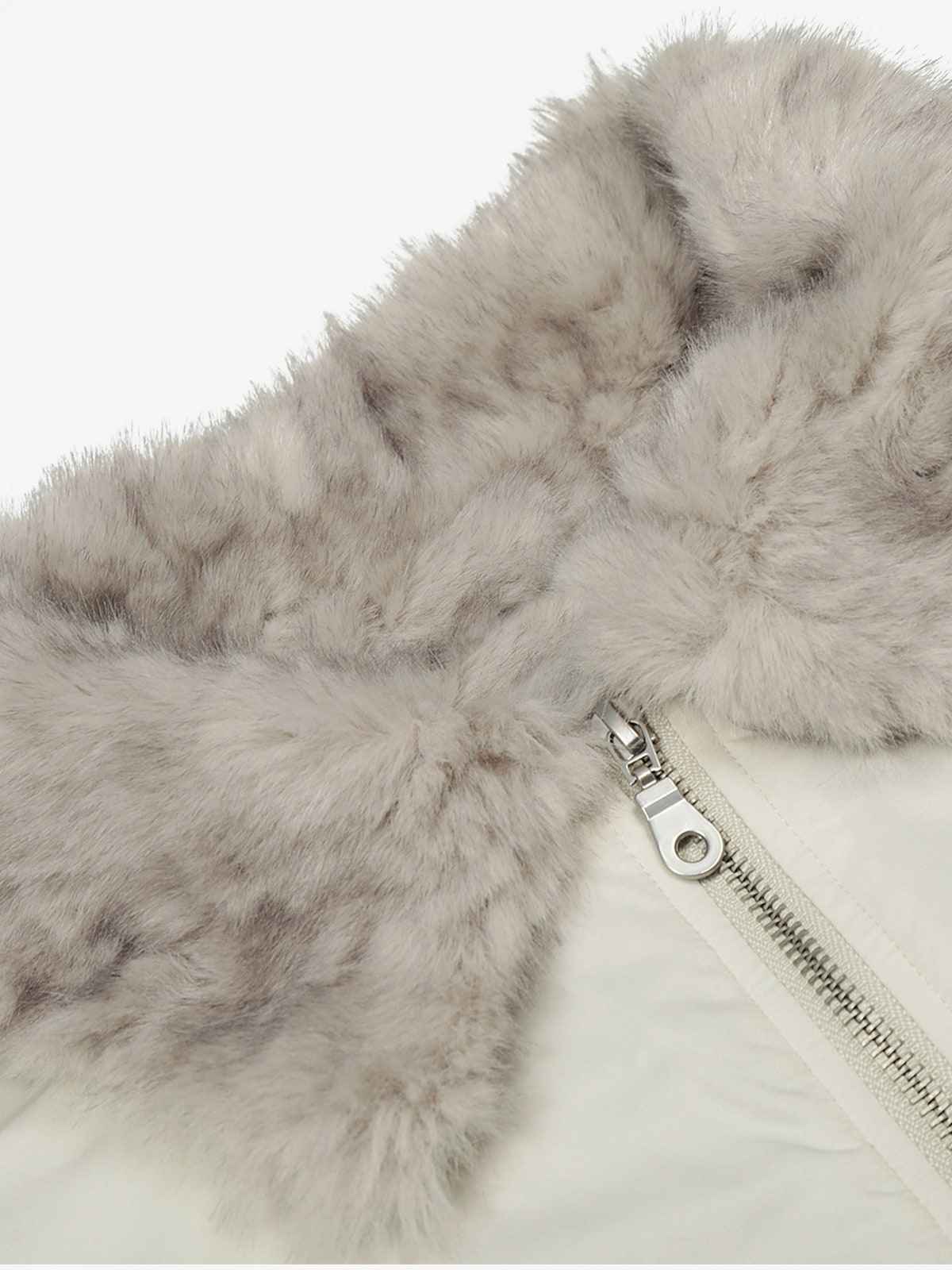 Faux Fur Collar Zipper Padded Bomber Jacket