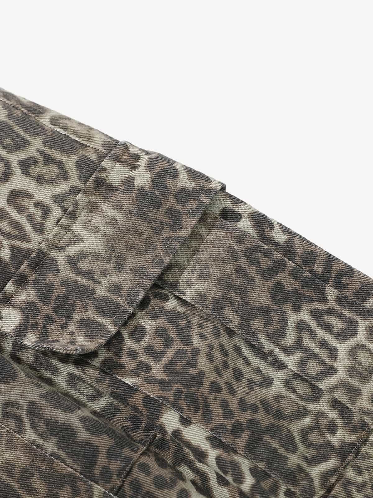 Vintage Leopard Print Cargo Barrel Pants - Luxuryurbanwear