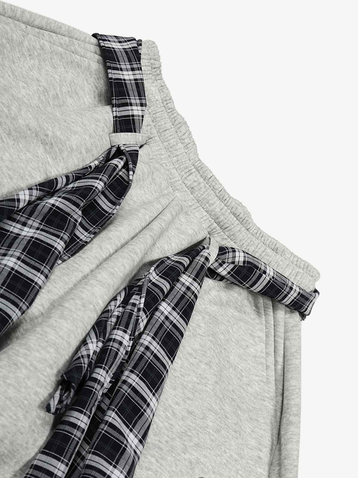 Street Detachable Plaid Waistband Machete Casual Pants