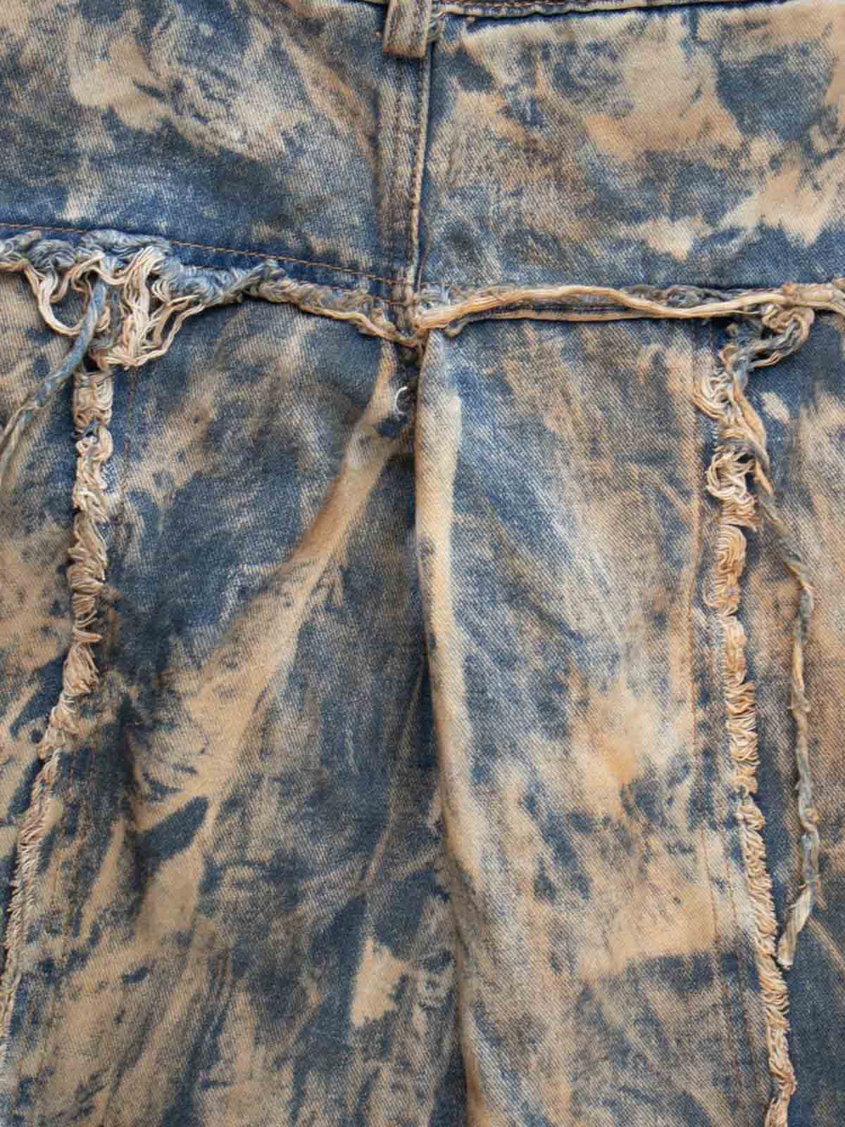 Double Waistband Acid Wash Patchwork Cargo Jeans - Luxuryurbanwear