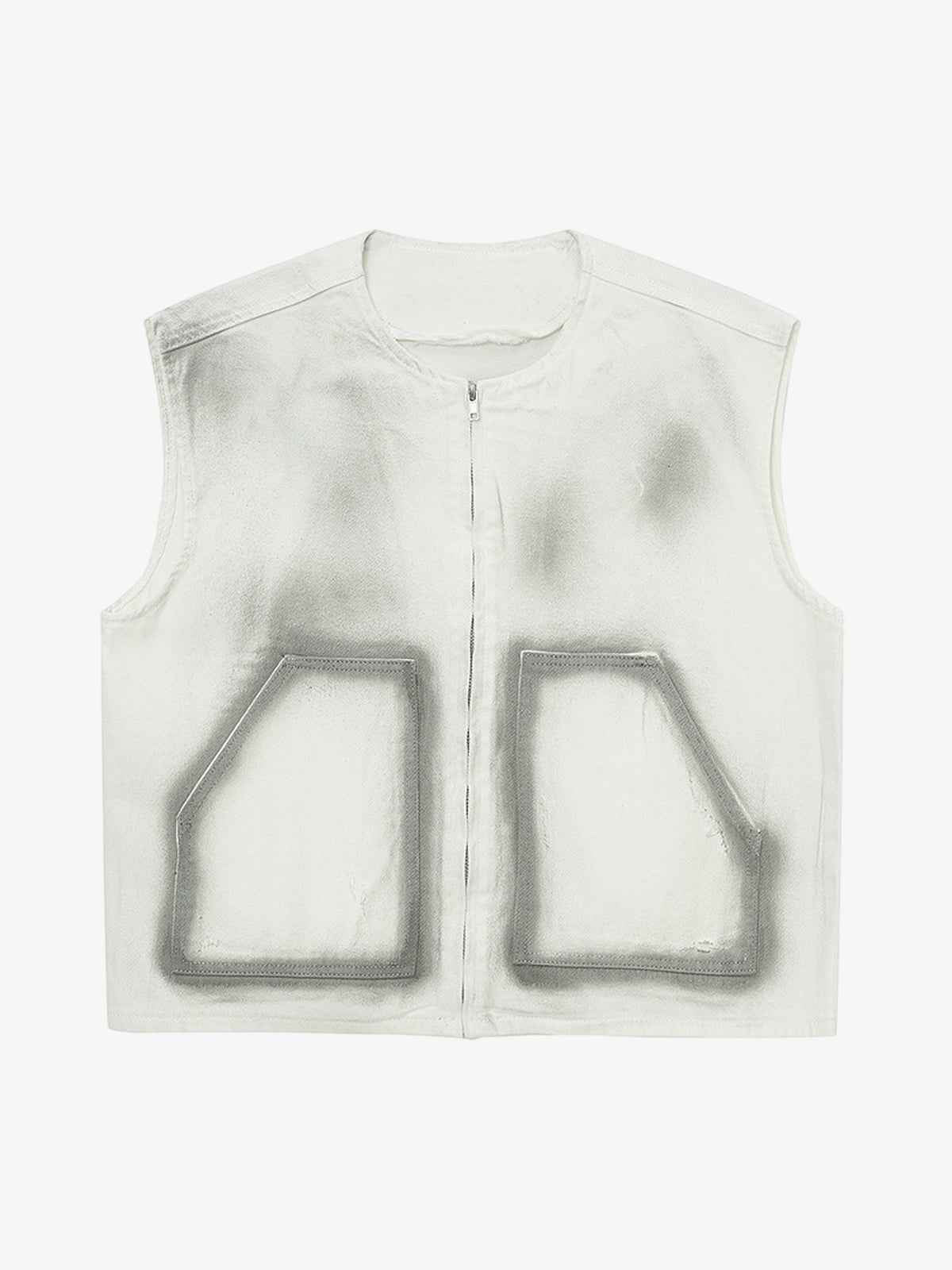 Airbrush Print Sleeveless Vest & Straight Leg Jeans Set