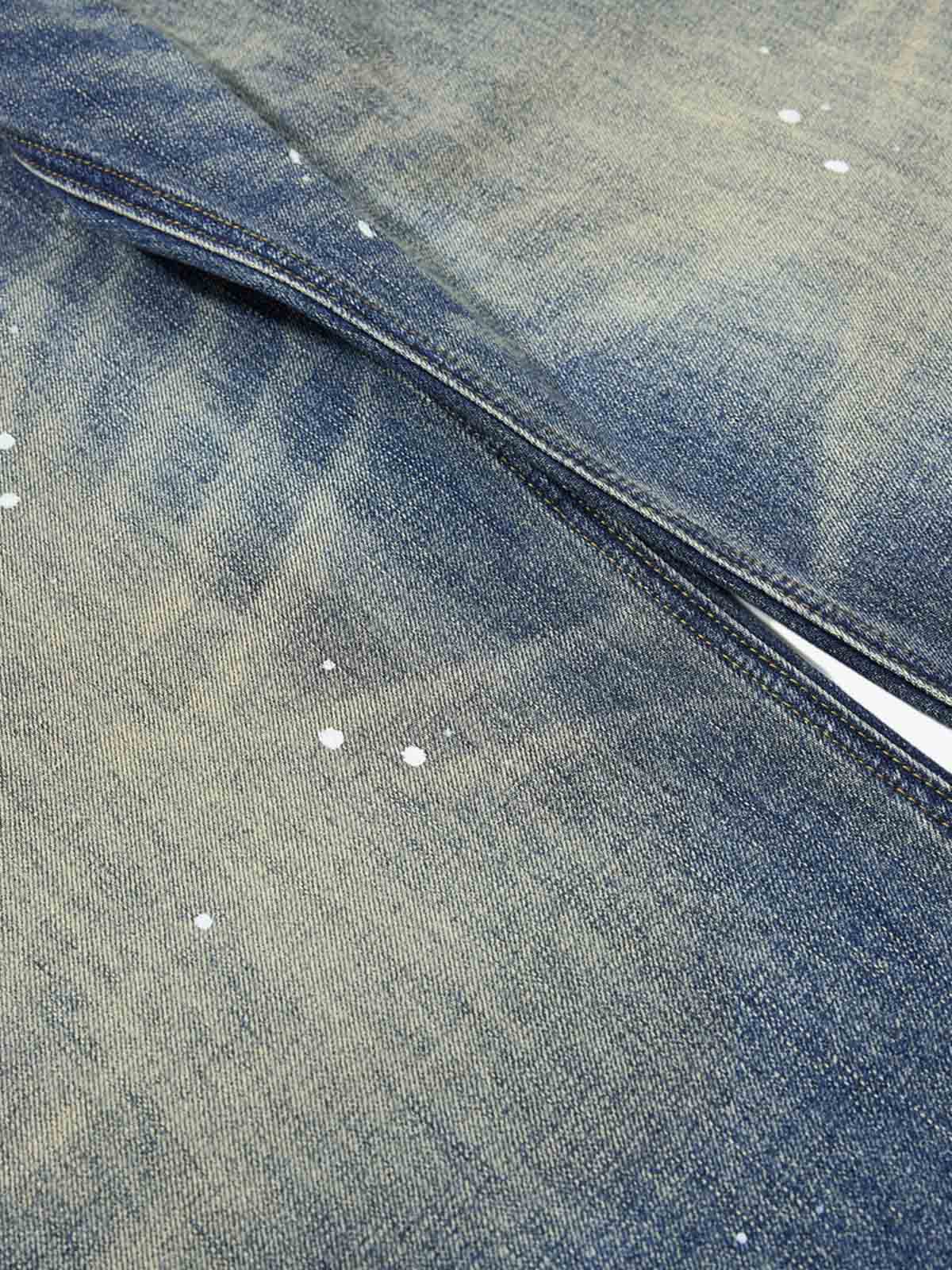 Washed Paint-Splatter Pleated Barrel Jeans - Luxuryurbanwear