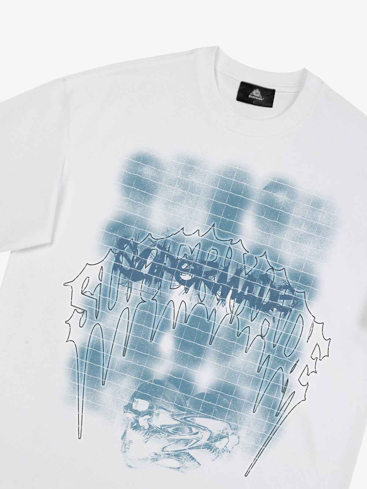 Dark Grid Skull Graphic T-Shirt