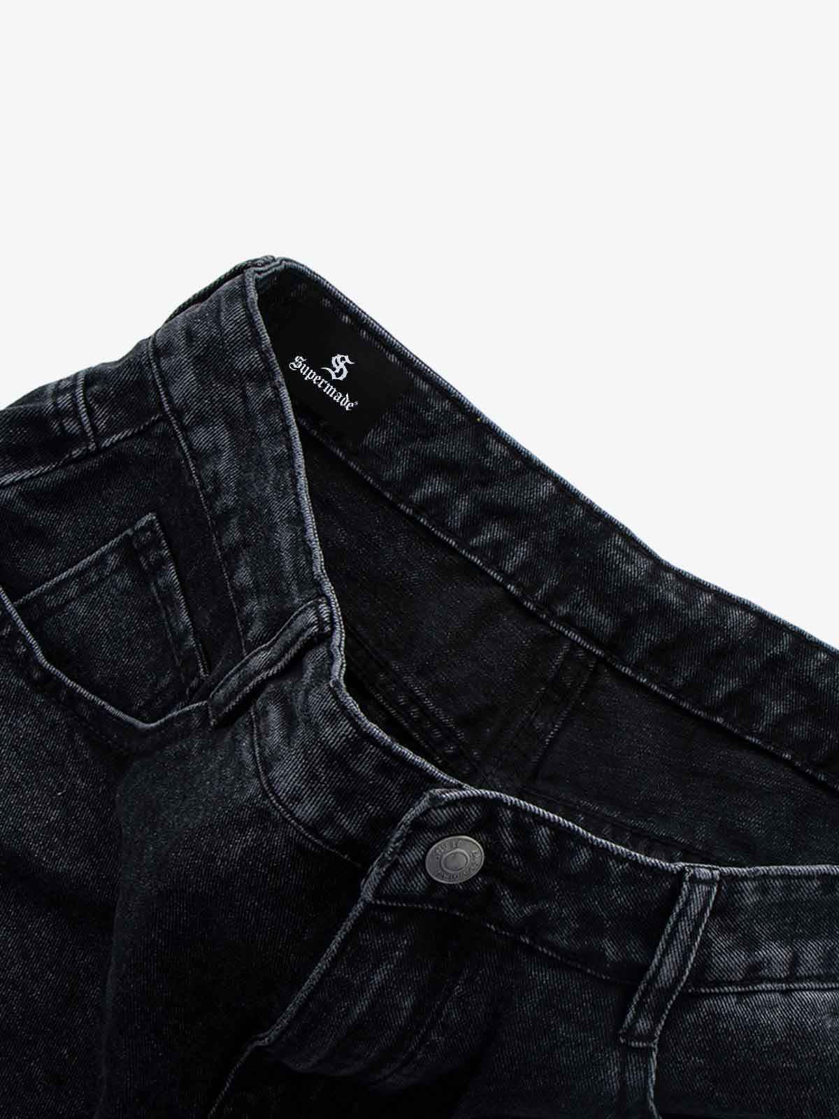 Contrast Stripe Panel Barrel Denim Jeans