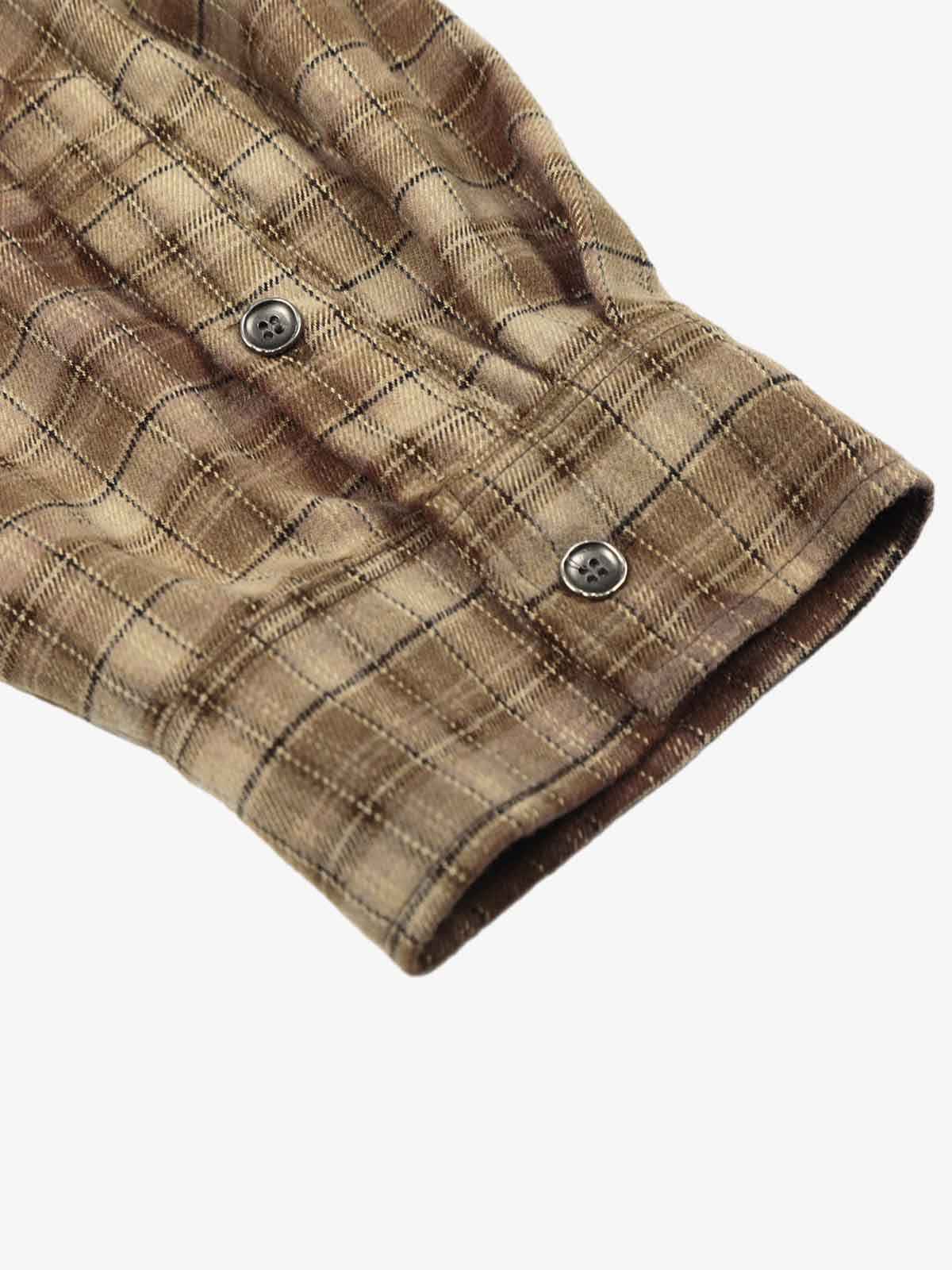 Patchwork Plaid Distressed Hem Shirt