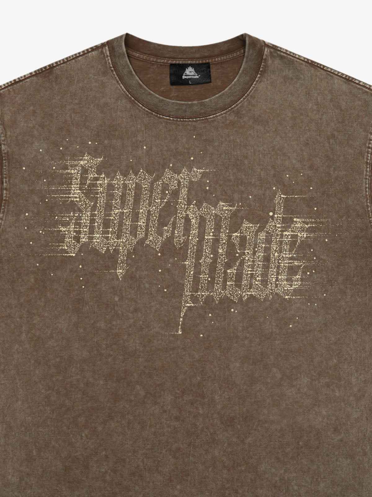 Washed Gothic Letter Imitation Diamond T-Shirt