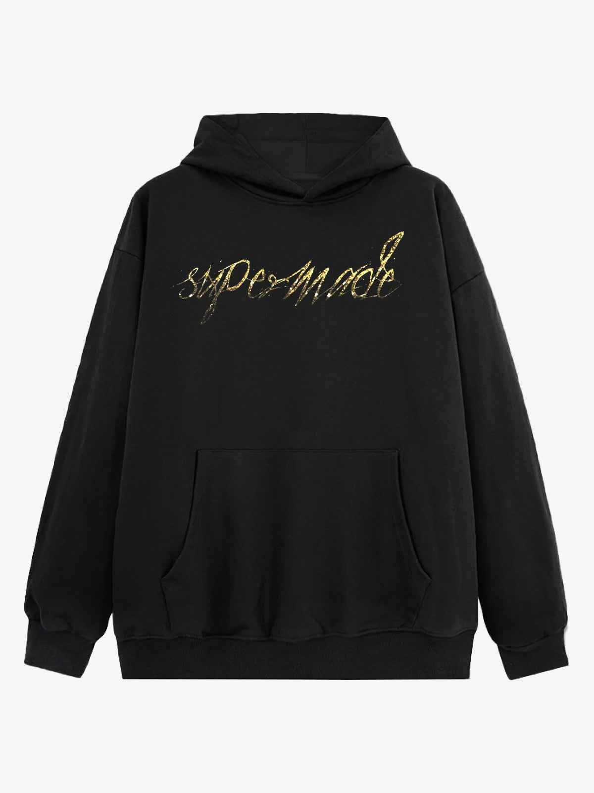 Metallic Script Letter Cross Graphic Hoodie