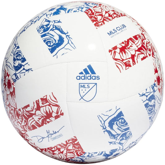 adidas Unisex-Adult MLS Club Soccer Ball White/Power Blue/Team College Red 5