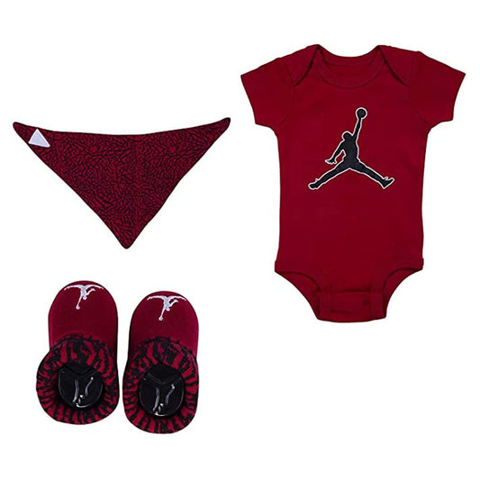 Nike Jordan Baby 3-Piece Set (Red/Black Bandana Bib Set 0-6 Months)