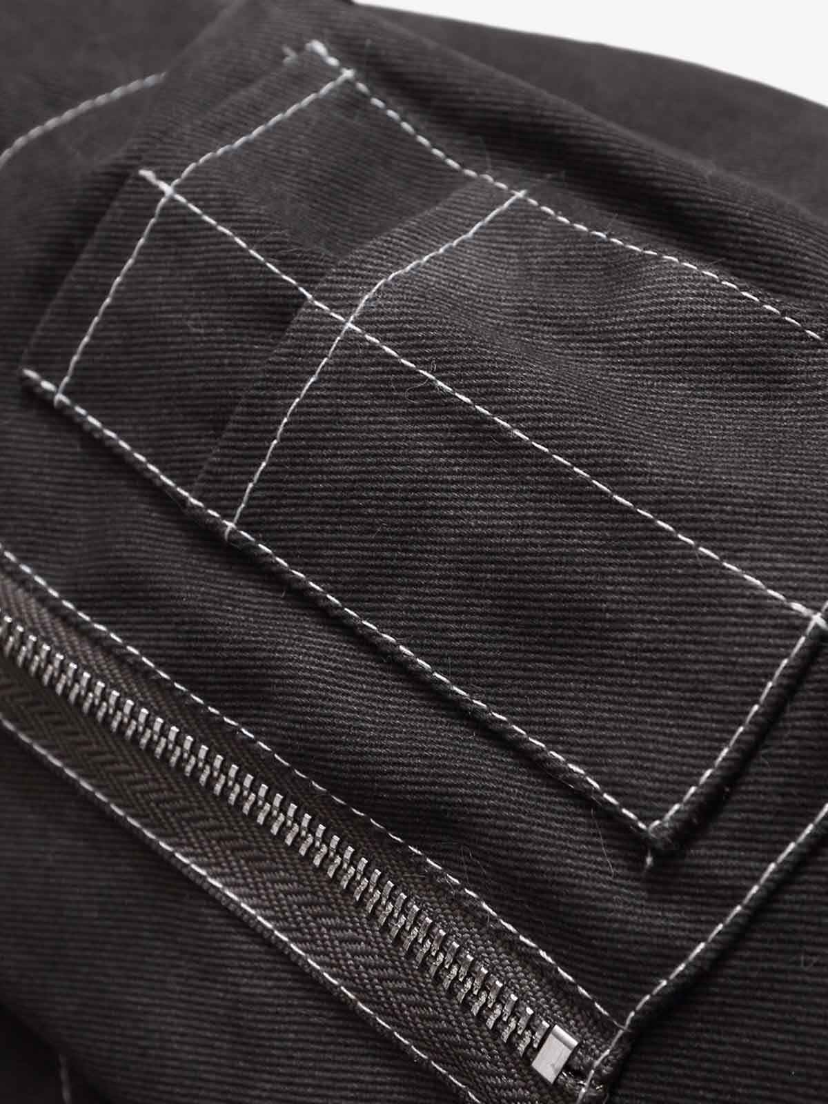 Washed Patchwork Contrast Bomber Jacket