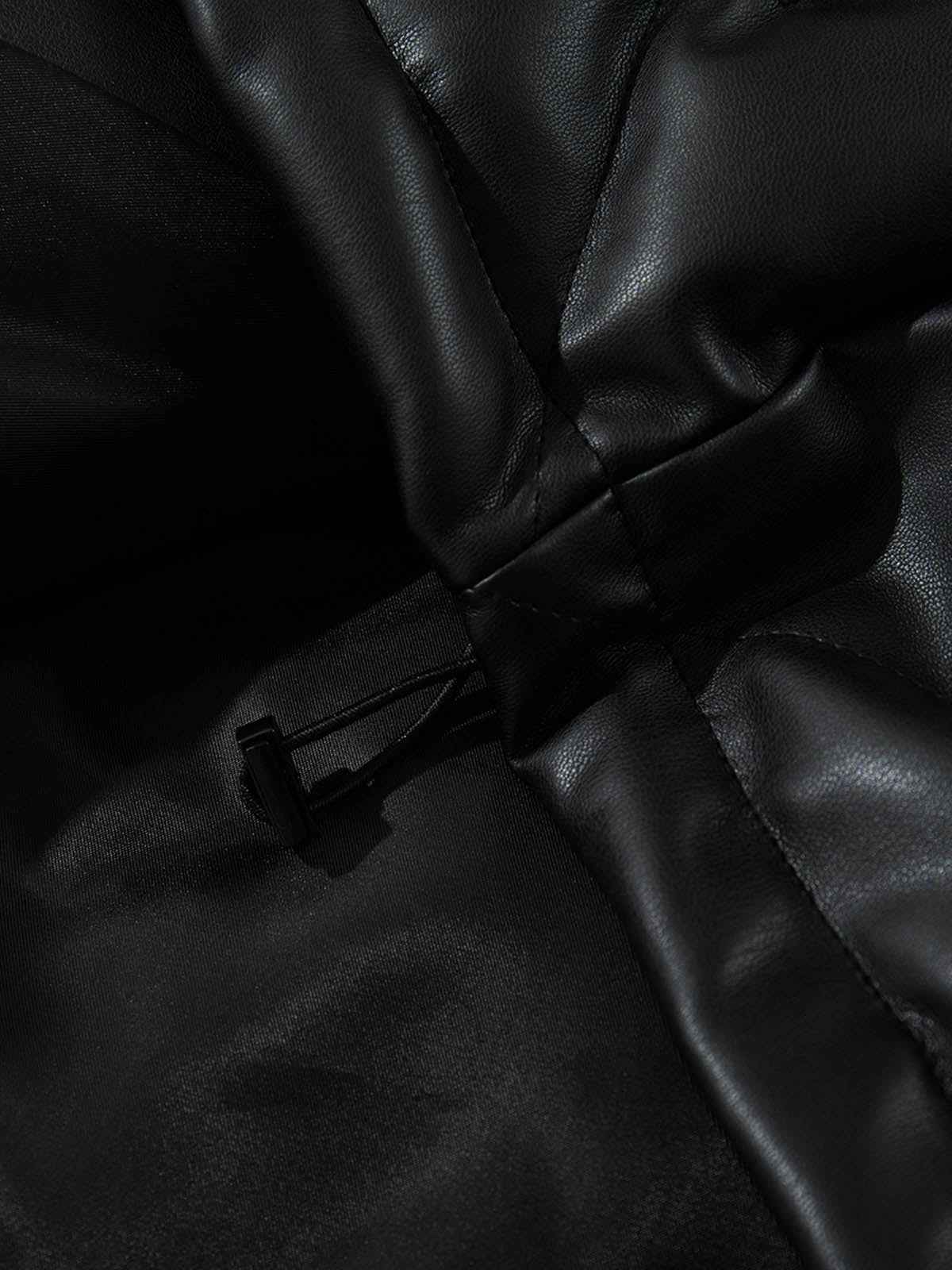 Minimalist Faux Leather Stand Collar Puffer Vest