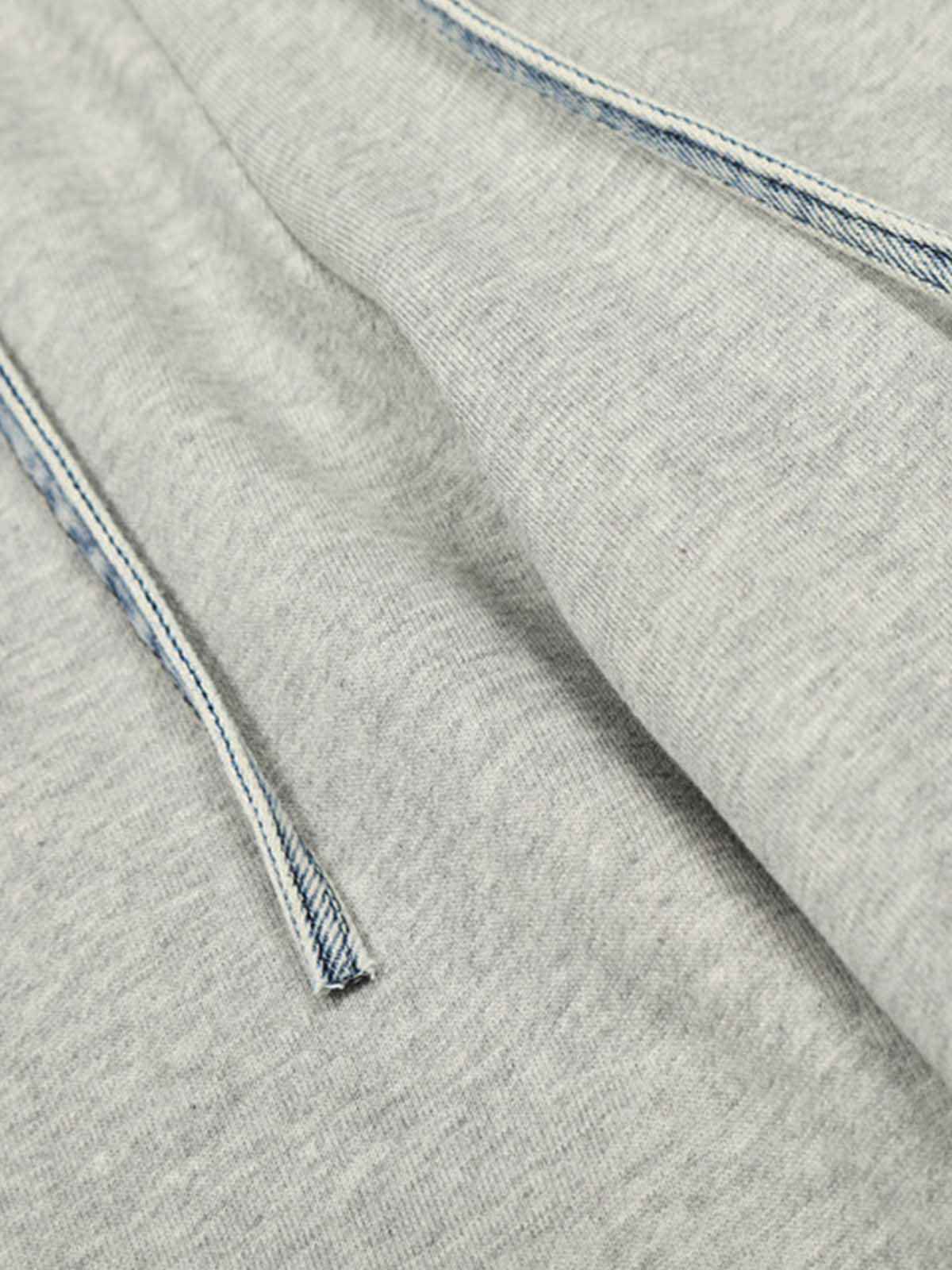 Vintage Wash Denim Waistband Patchwork Sweatpants