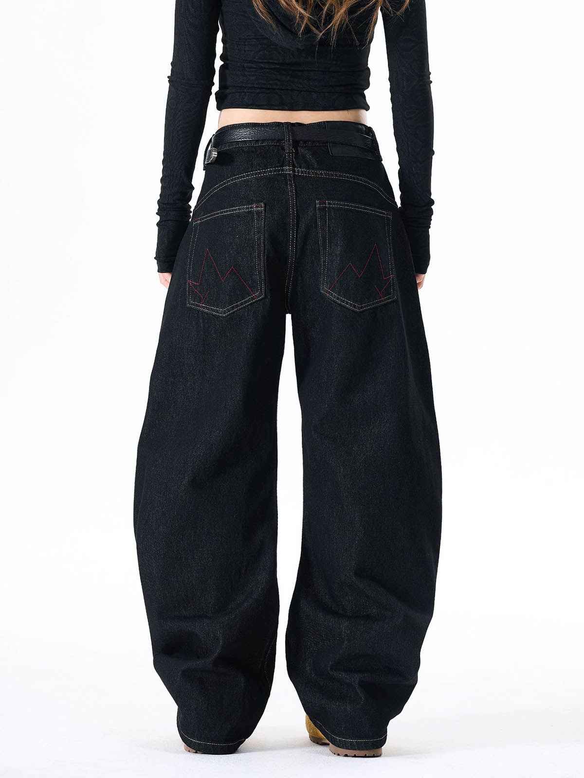 Dark Gothic Graphic Wide-Leg Jeans