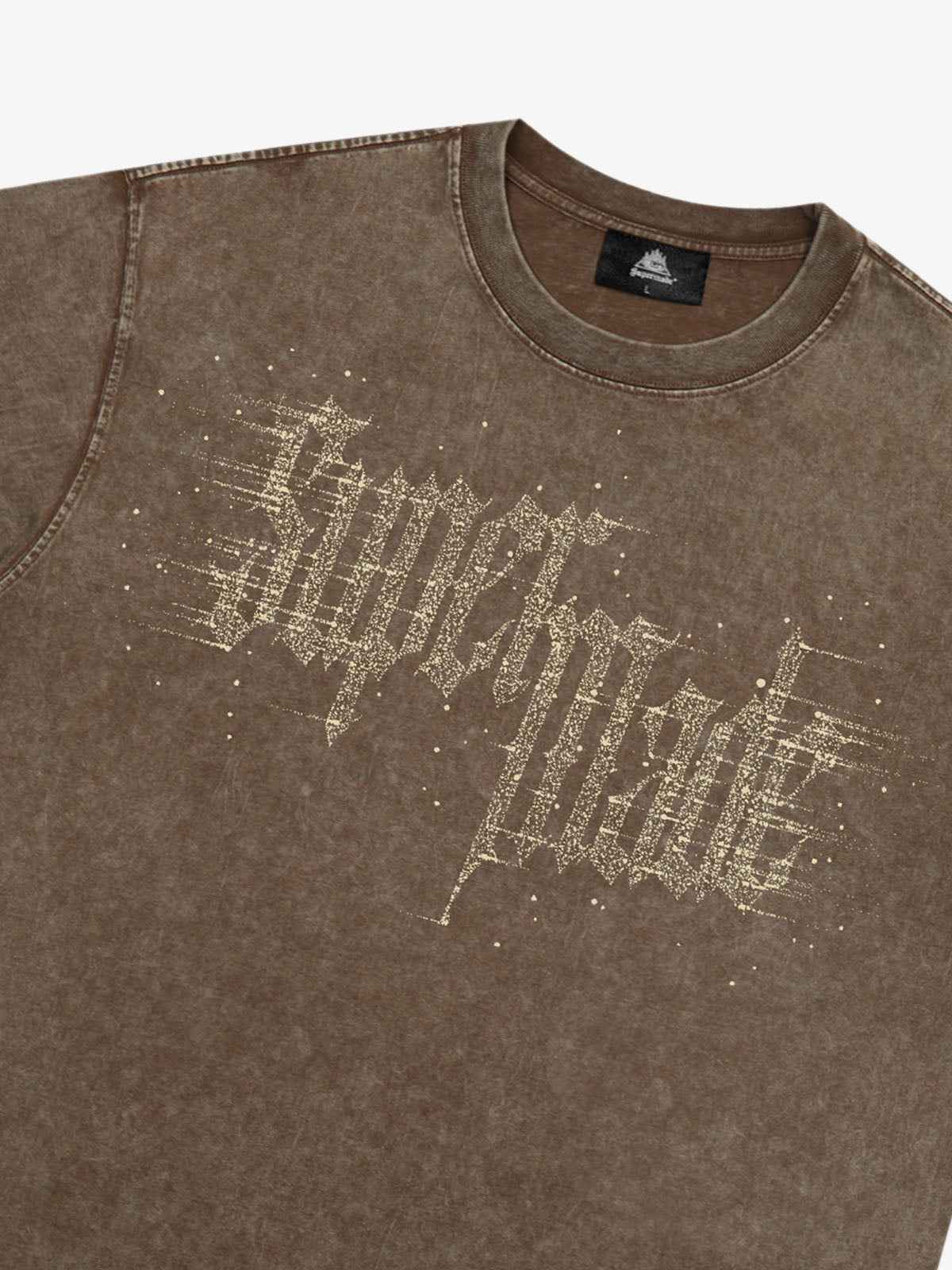 Washed Gothic Letter Imitation Diamond T-Shirt
