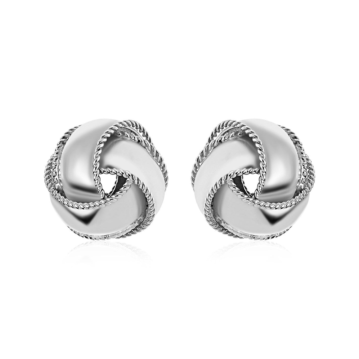 Textured and Polished Love Knot Earrings in Sterling Silver