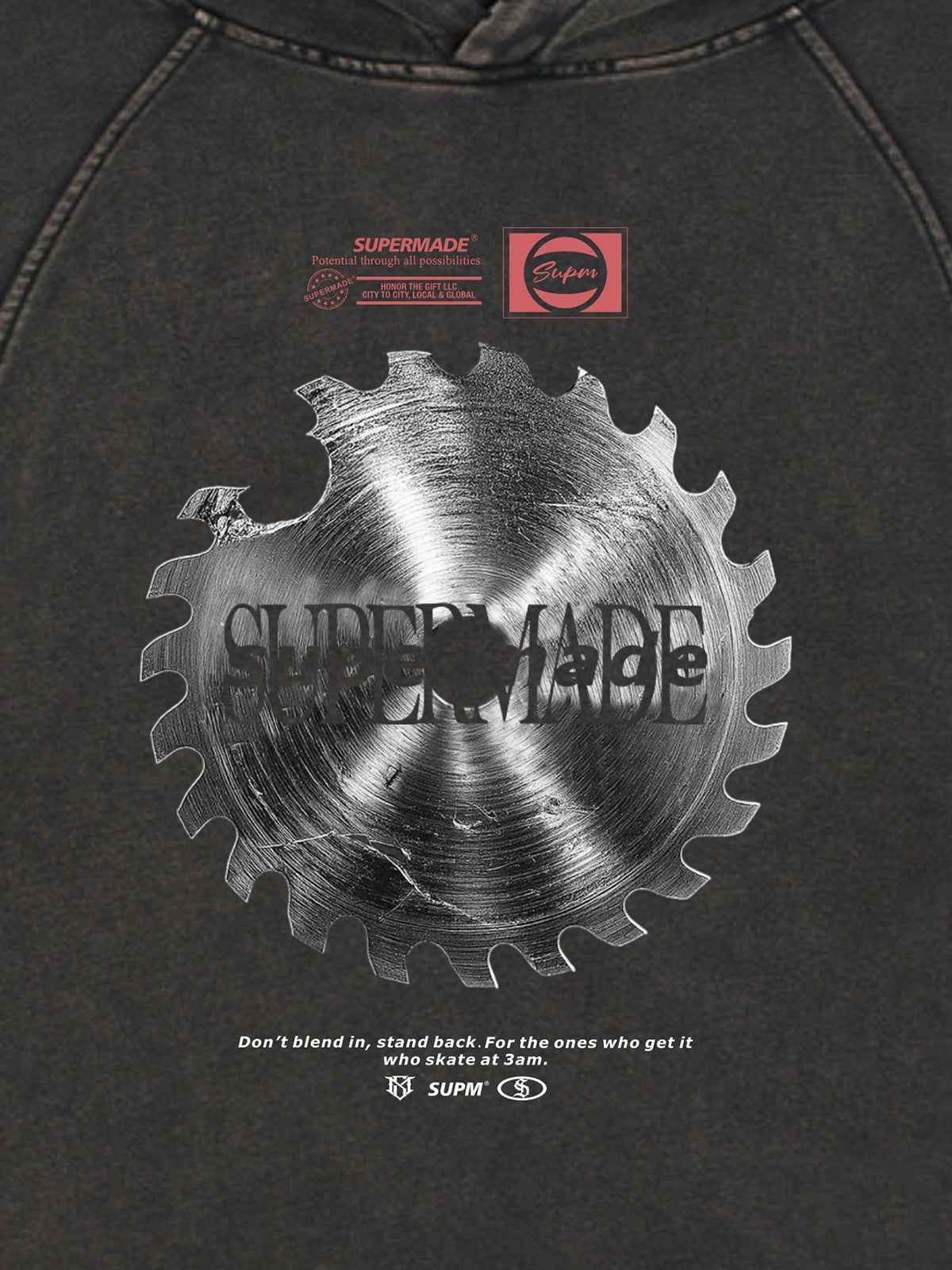 Industrial Saw Blade Graphic Cropped Hoodie