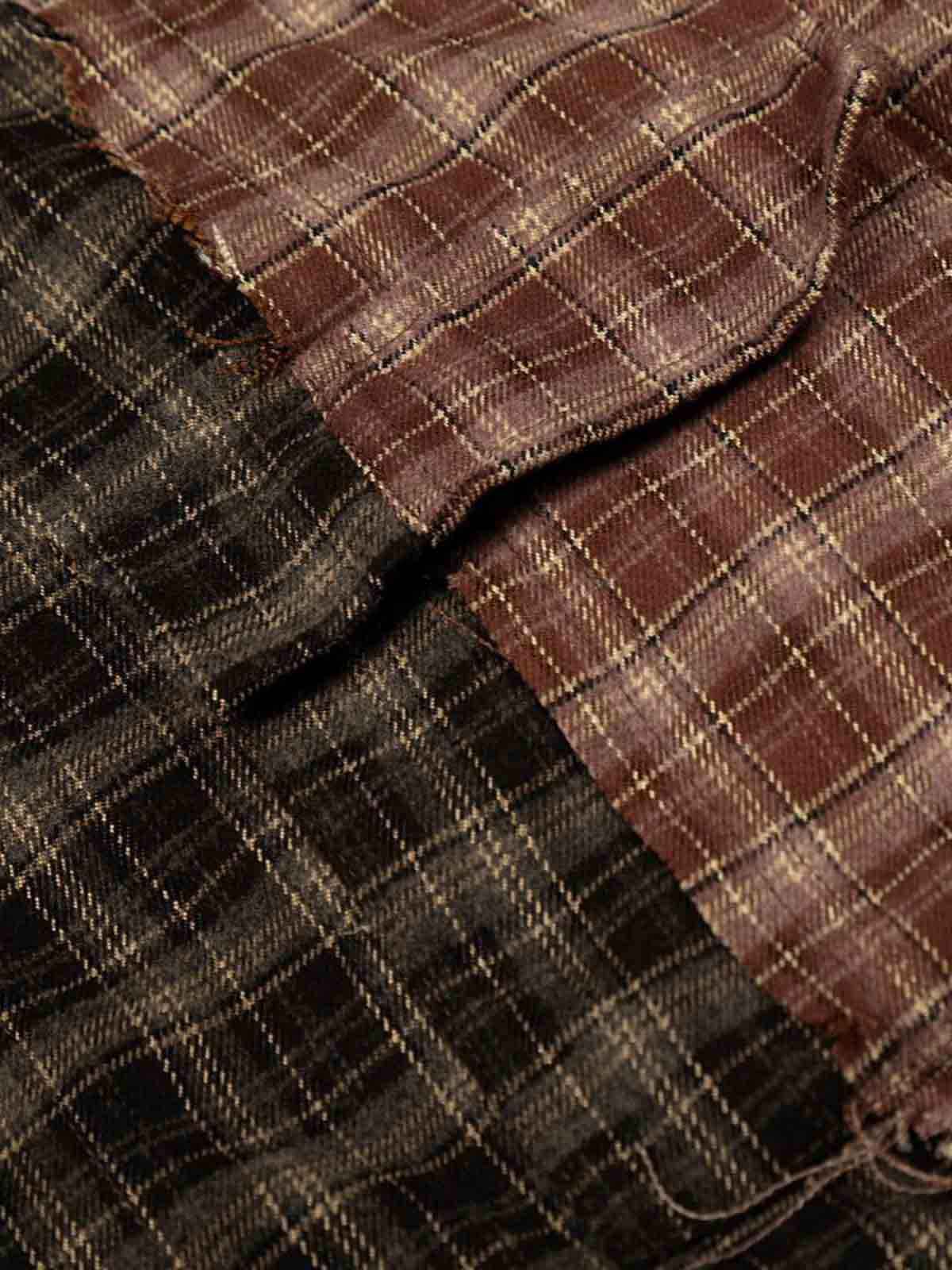 Patchwork Plaid Distressed Hem Shirt