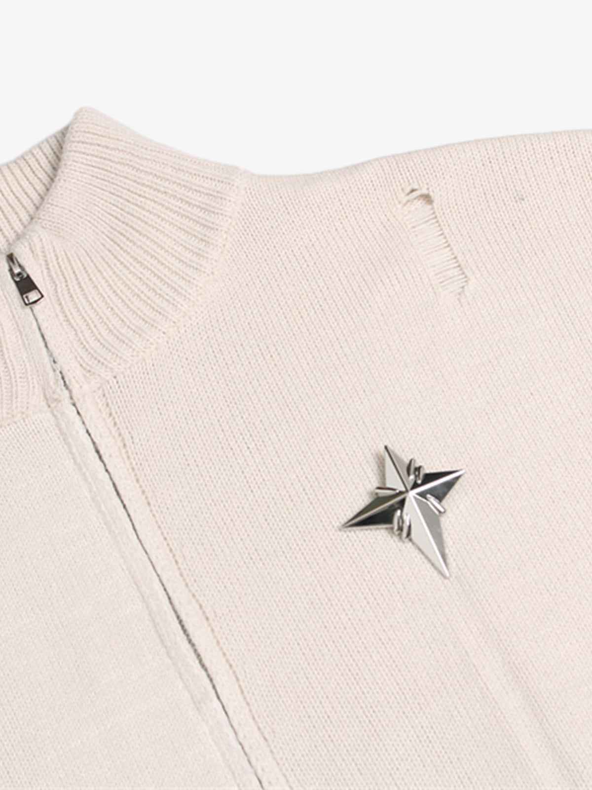 Heavy Cut Turtleneck Cardigan Zipper Sweater
