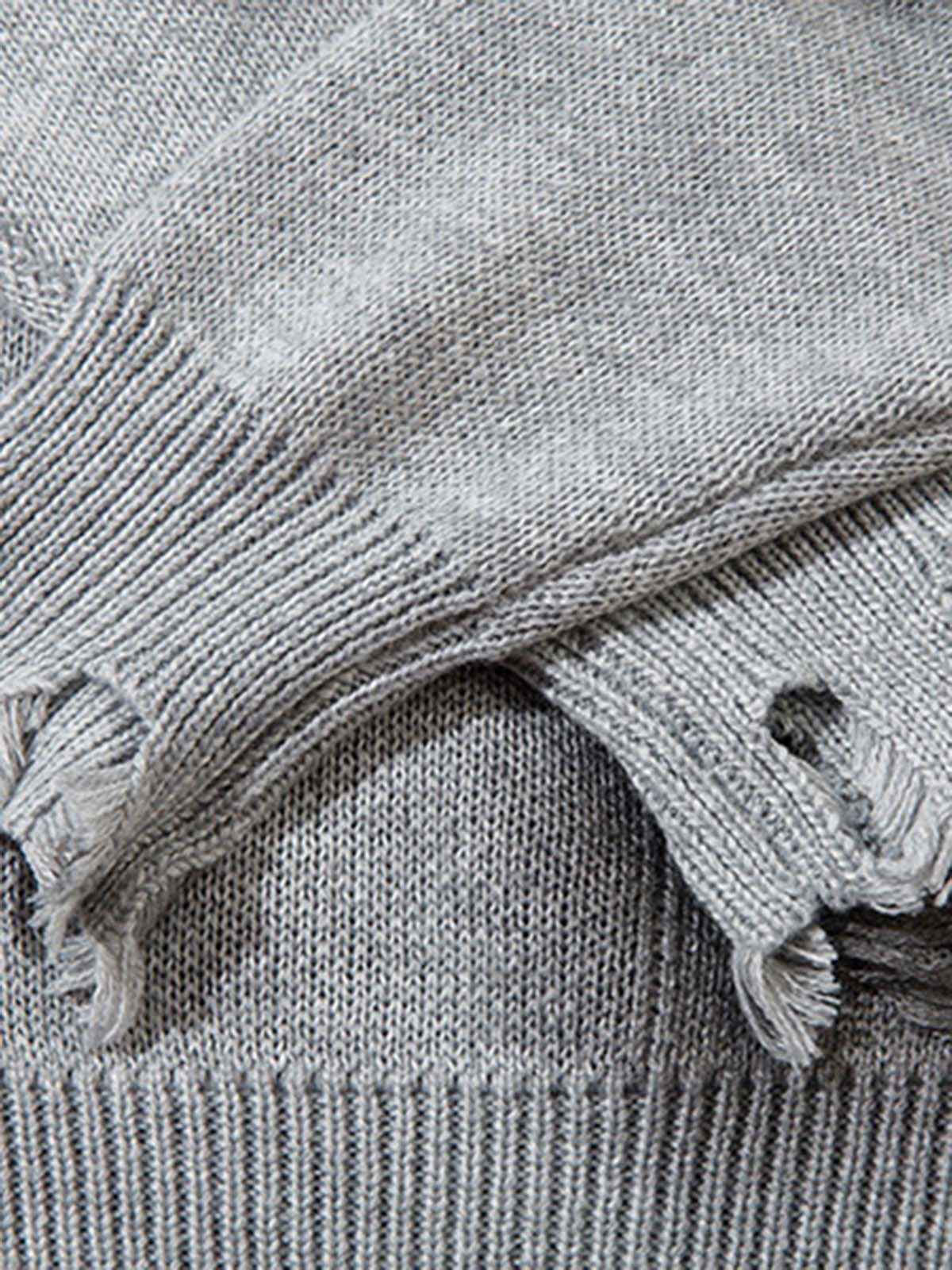 Vintage Spray-Painted Cross Hole Knit Sweater