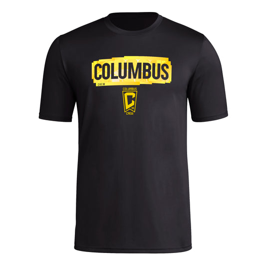 adidas Mens Short Sleeve Pre-Game T-Shirt Black/Columbus Crew Medium