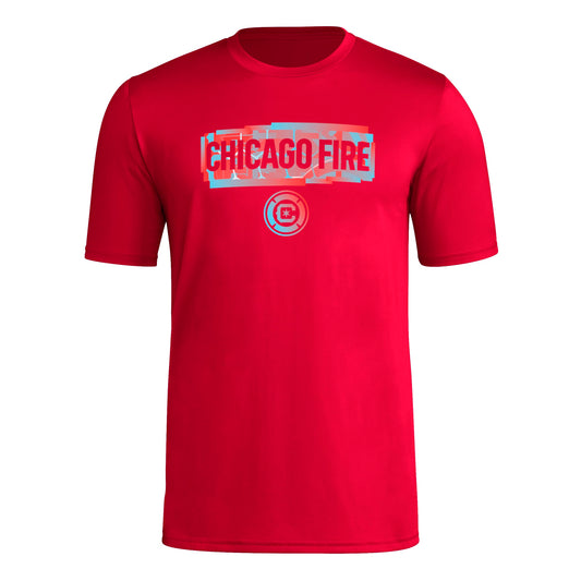 adidas Mens Short Sleeve Pre-Game T-Shirt Team Power Red/Chicago Fire X-Large