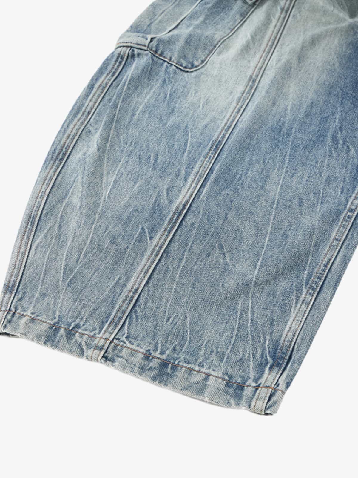 Vintage Cargo Pocket Washed Barrel Jeans - Luxuryurbanwear