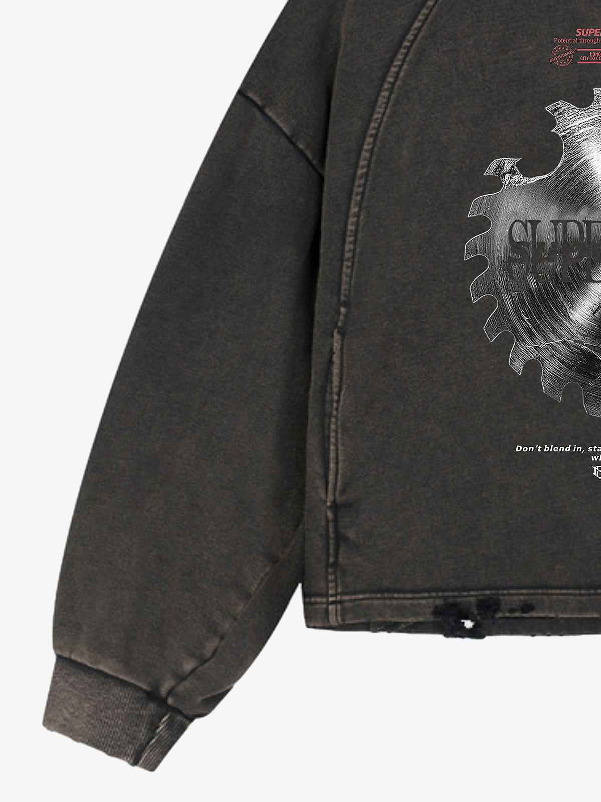 Industrial Saw Blade Graphic Cropped Hoodie