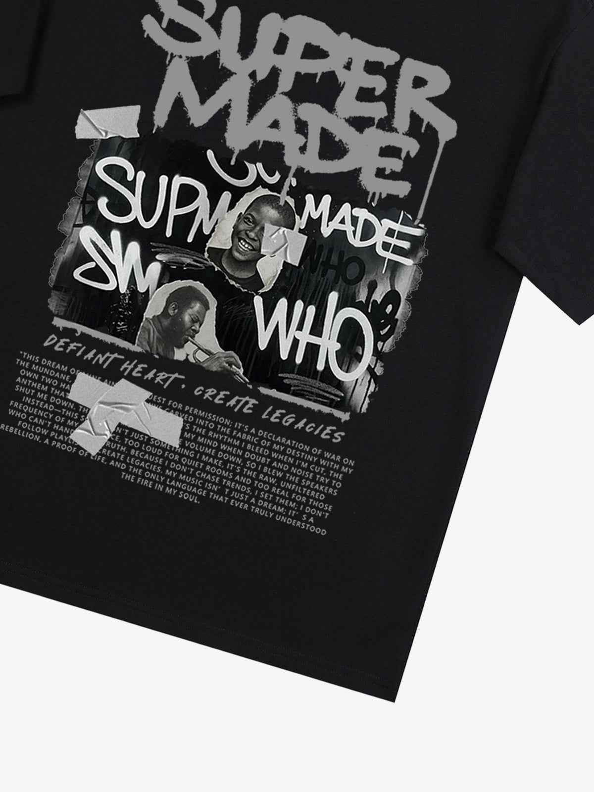 Streetwear Graffiti Character Collage Graphic T-Shirt