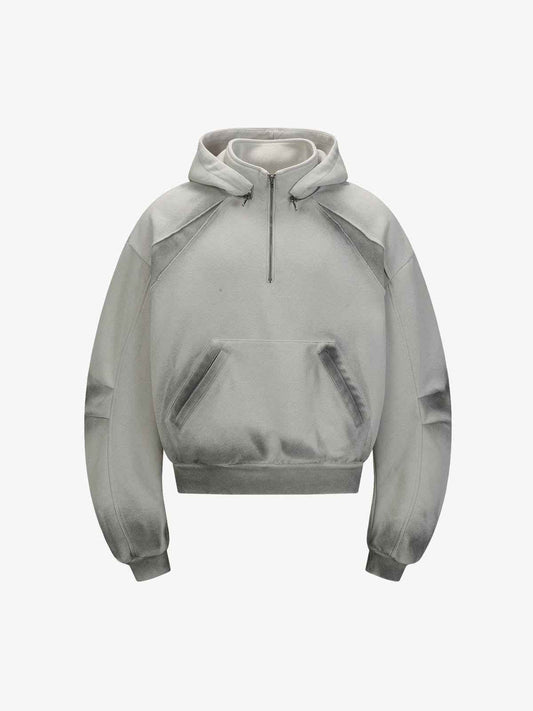Vintage Washed Half Zip Pocket Dirty Dye Hoodie