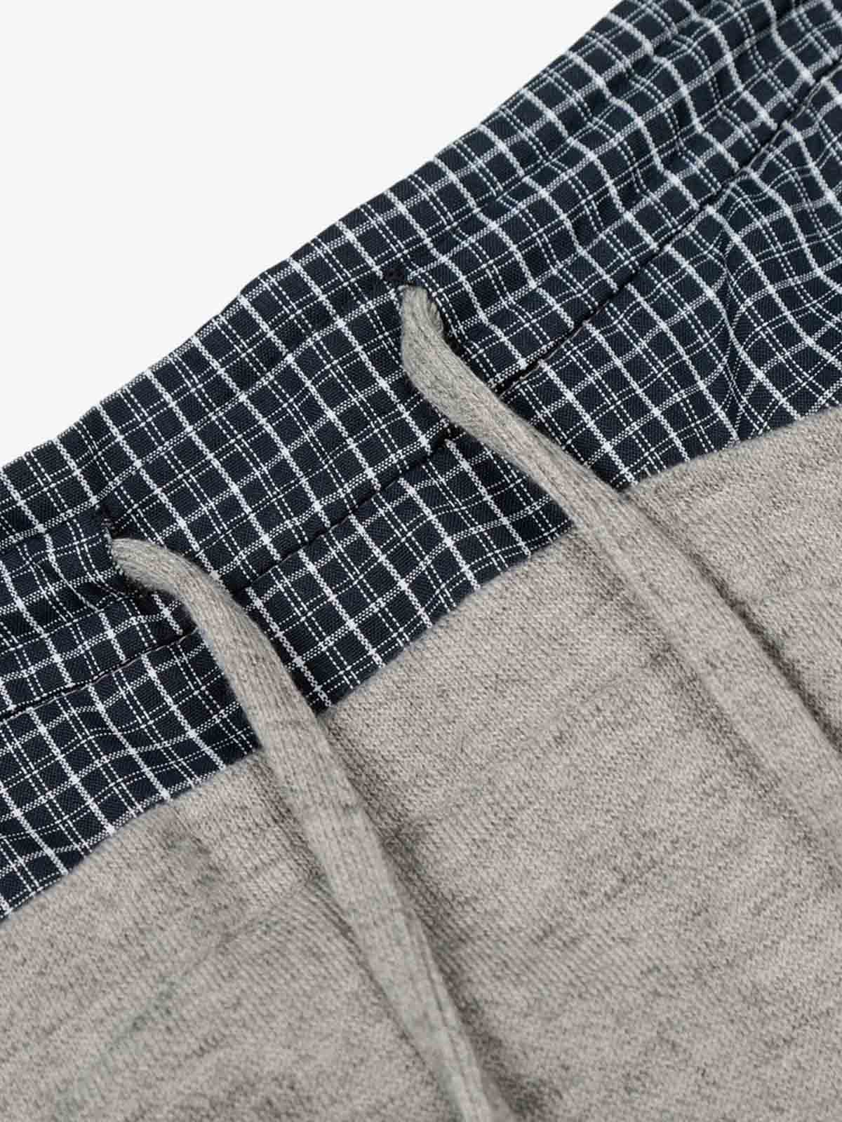 Contrast Check Waist Wide Leg Drawstring Sweatpants - Luxuryurbanwear