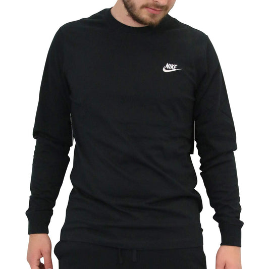 Nike Mens M NSW Club TEE-LS Black/White Medium