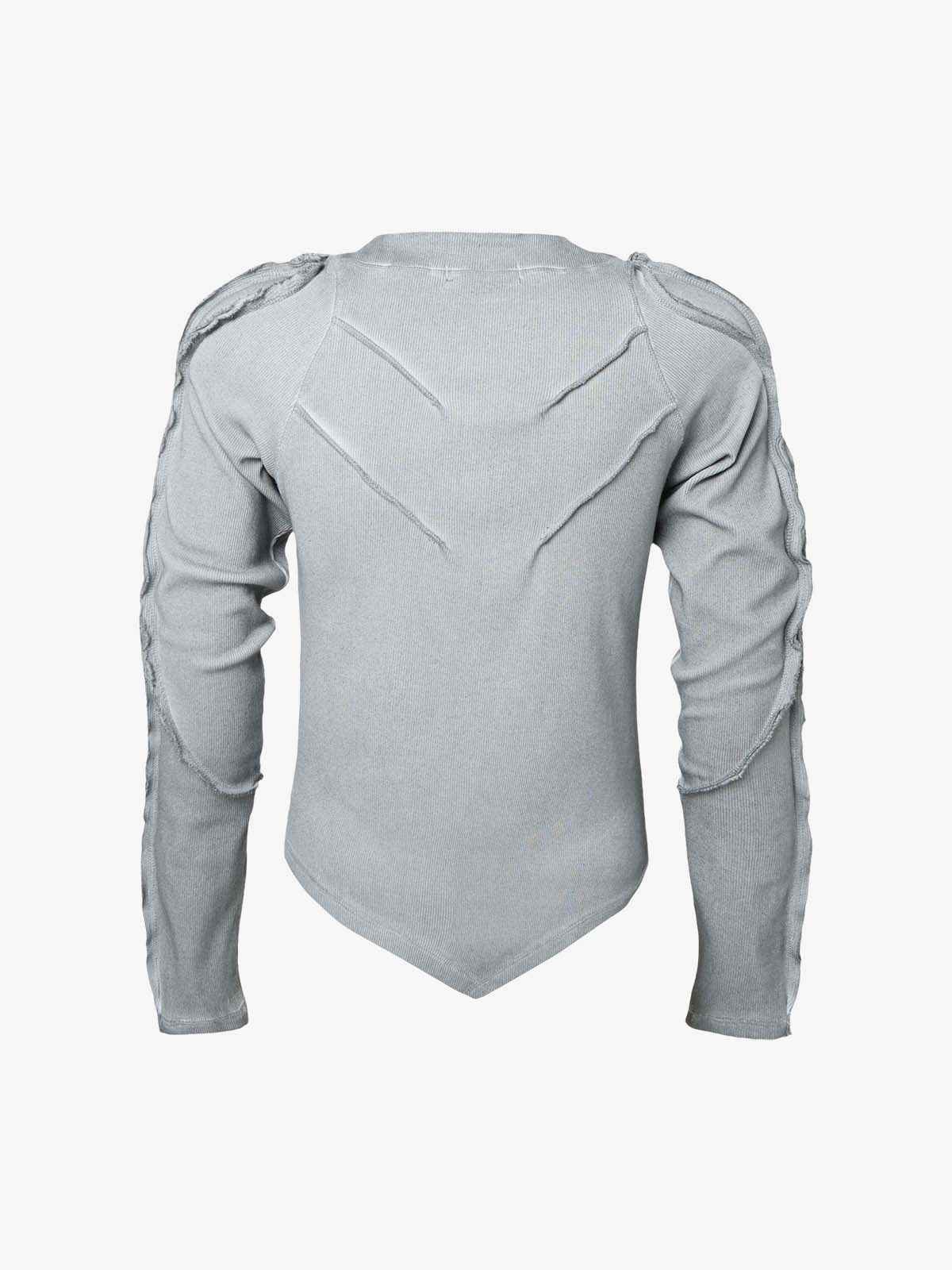 Vintage Washed Sculpted Seam Ribbed Long Sleeve T-Shirt