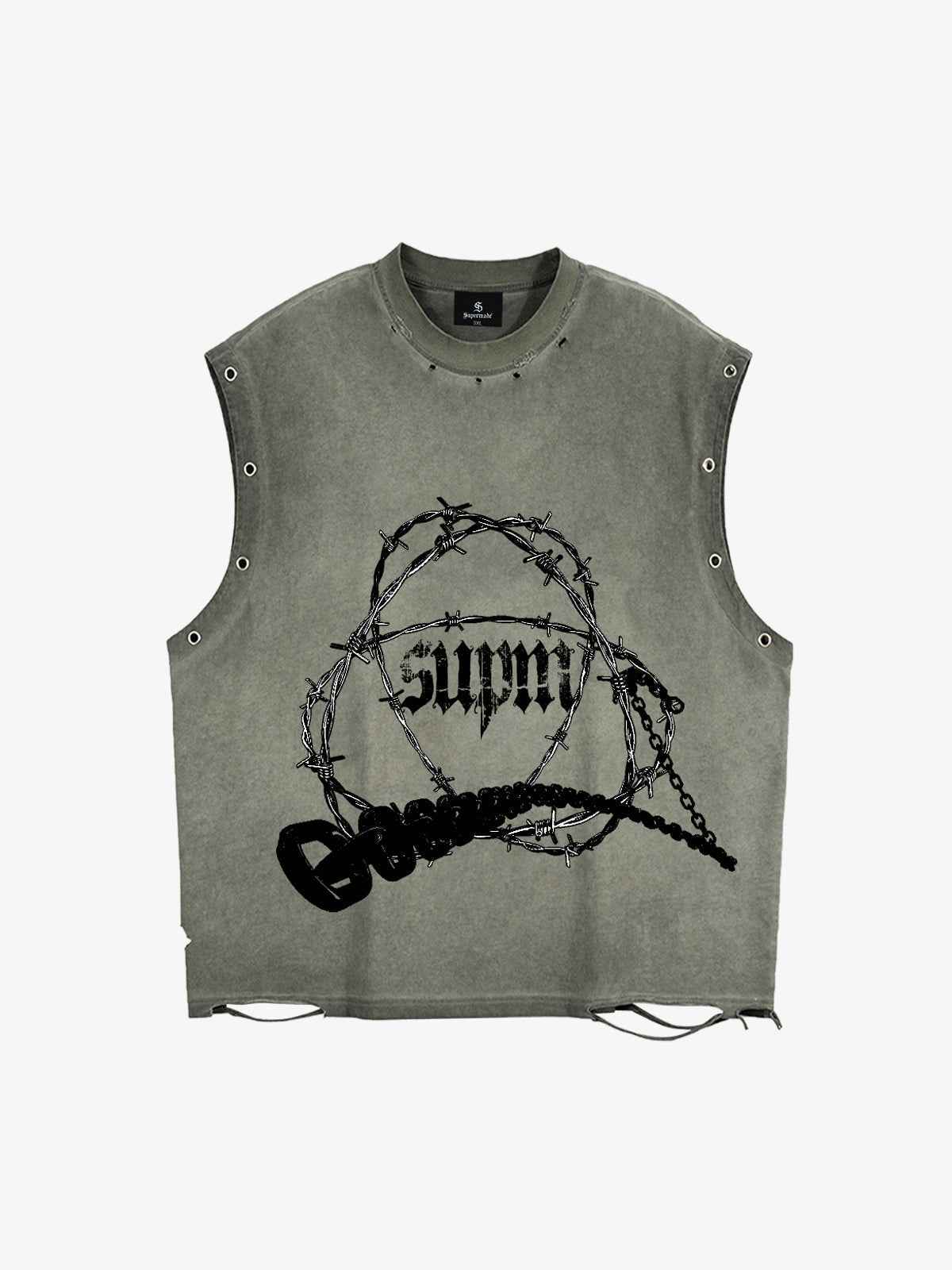 Barbed Wire Chain Graphic Sleeveless Vest