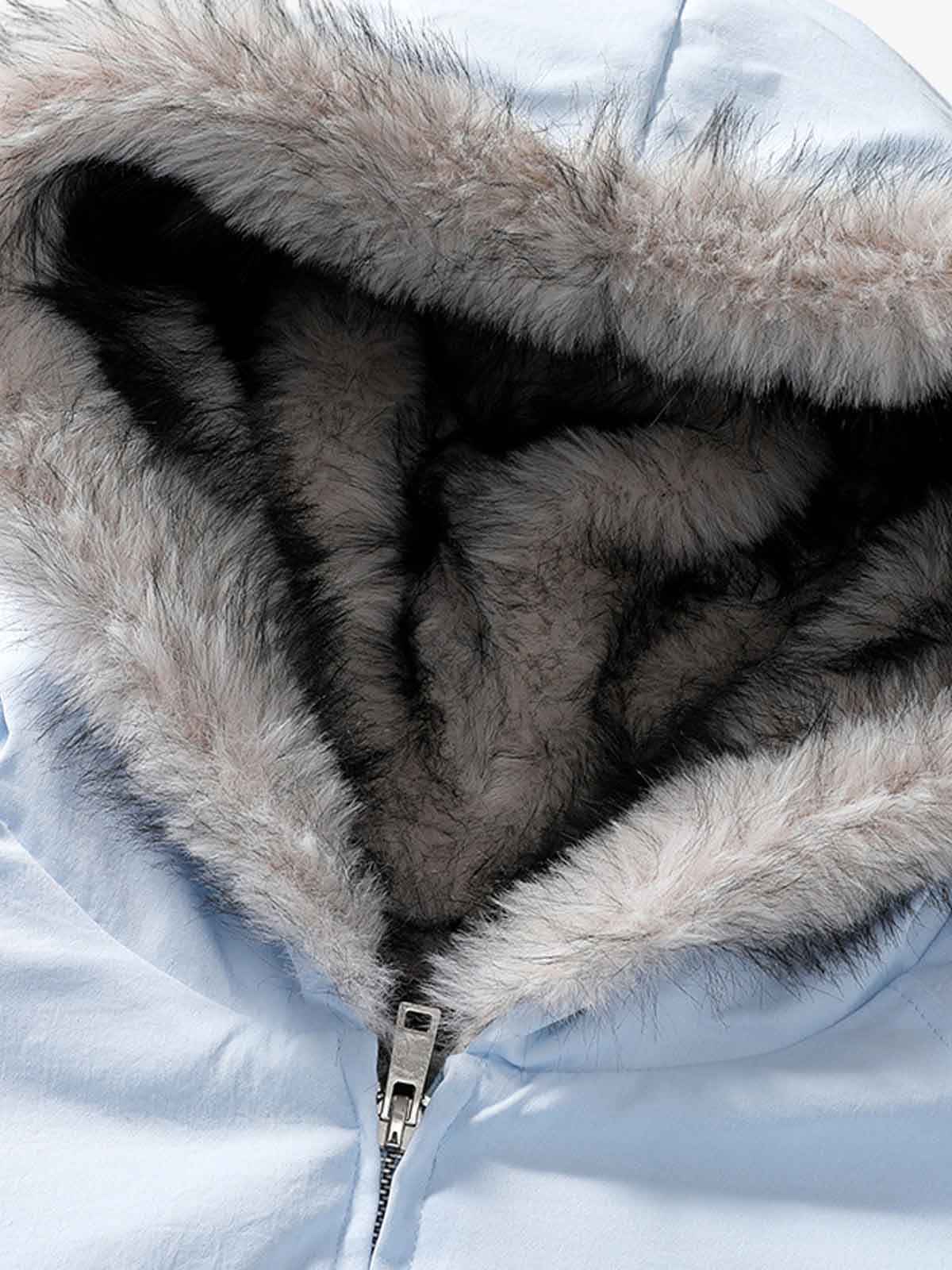 Street Faux Fur Collar Hooded Windproof Padded Jacket