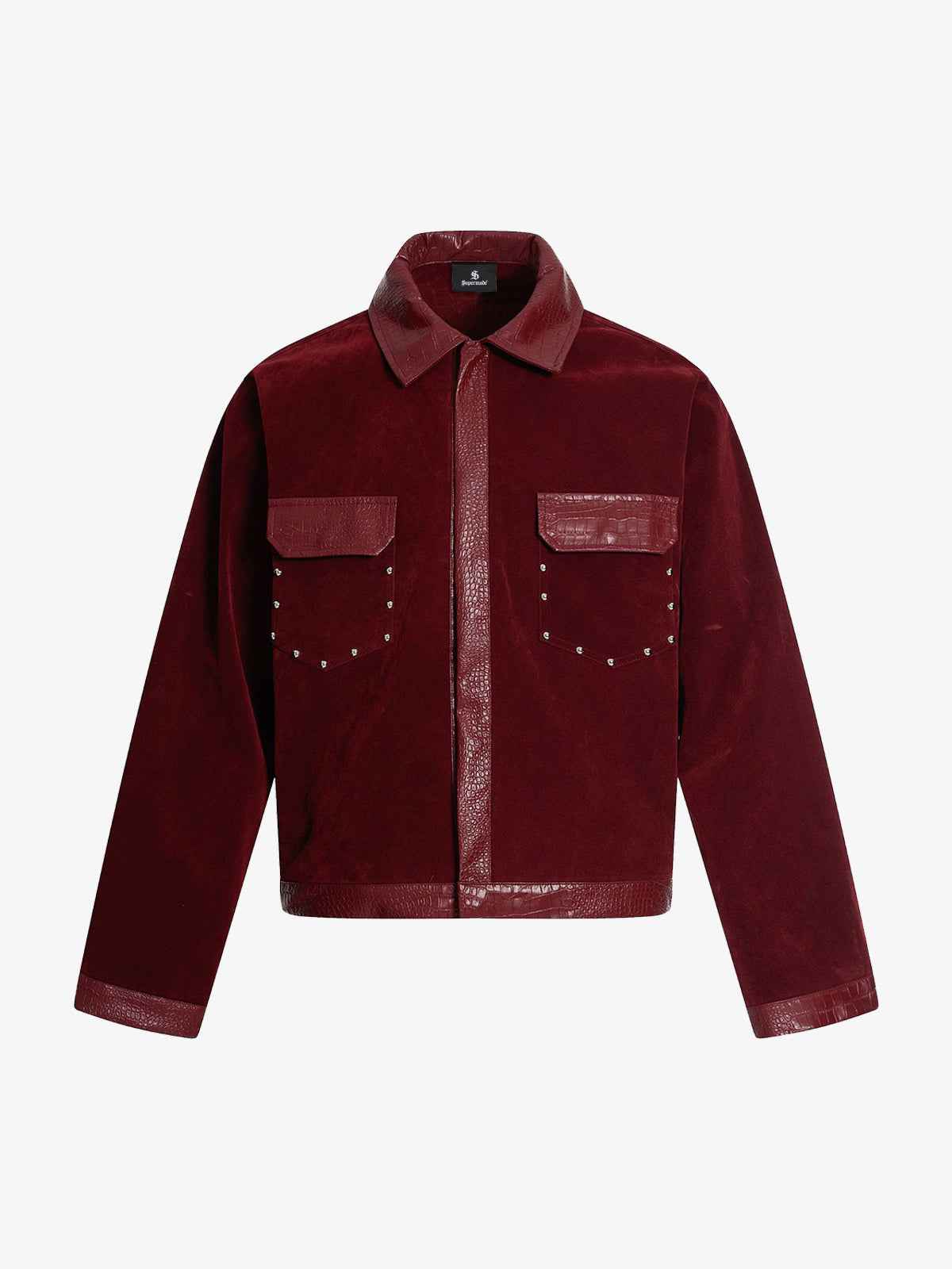 Vintage Suede PU Leather Collar Zip Up Jacket