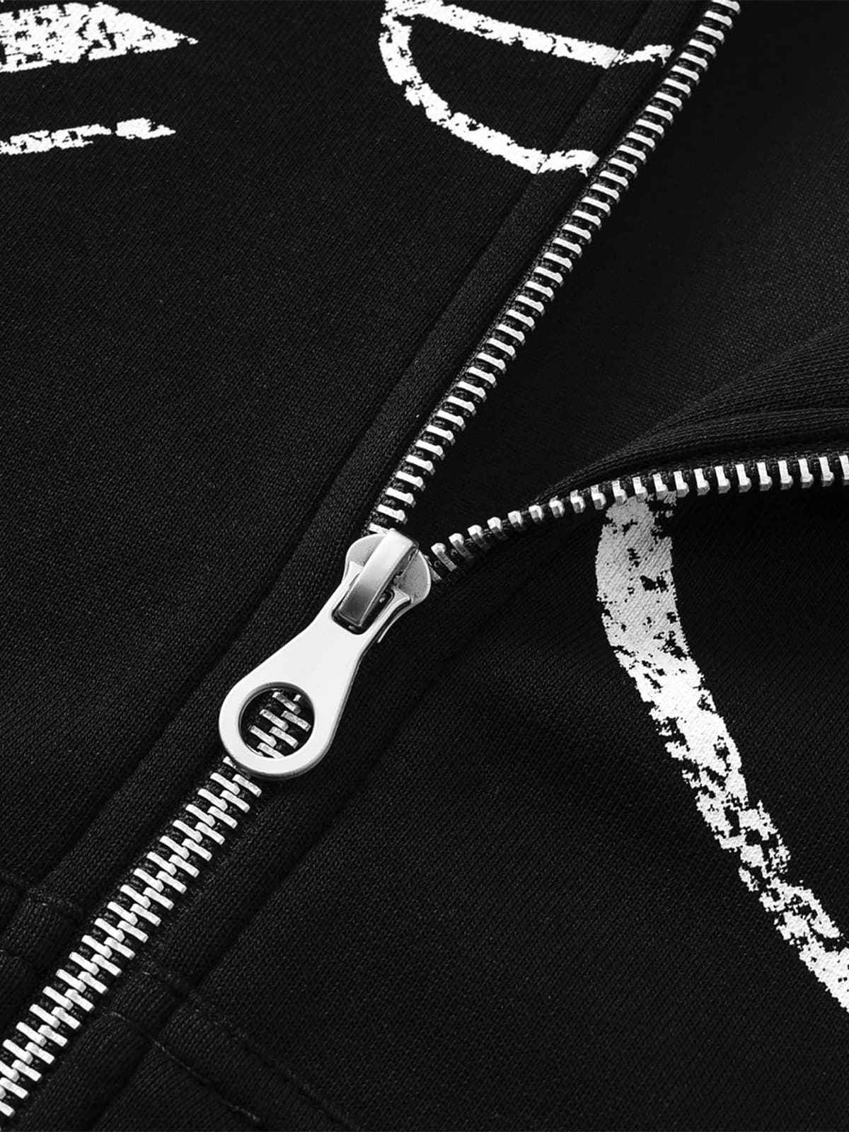 High Street Script Letter Print Zip-up Hoodie Jacket