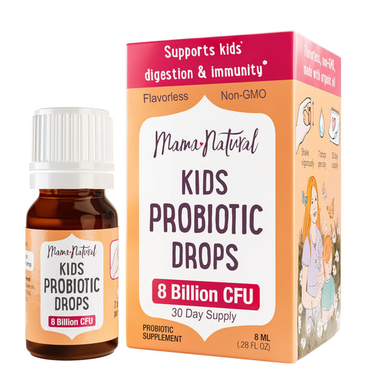 Mama Natural Kids Probiotic Drops (Age 3+) | Toddler Probiotic for Digestive Health & Immune Support - Pediatrician-Approved Probiotics for Kids | 30 Servings - Unflavored Liquid Probiotic