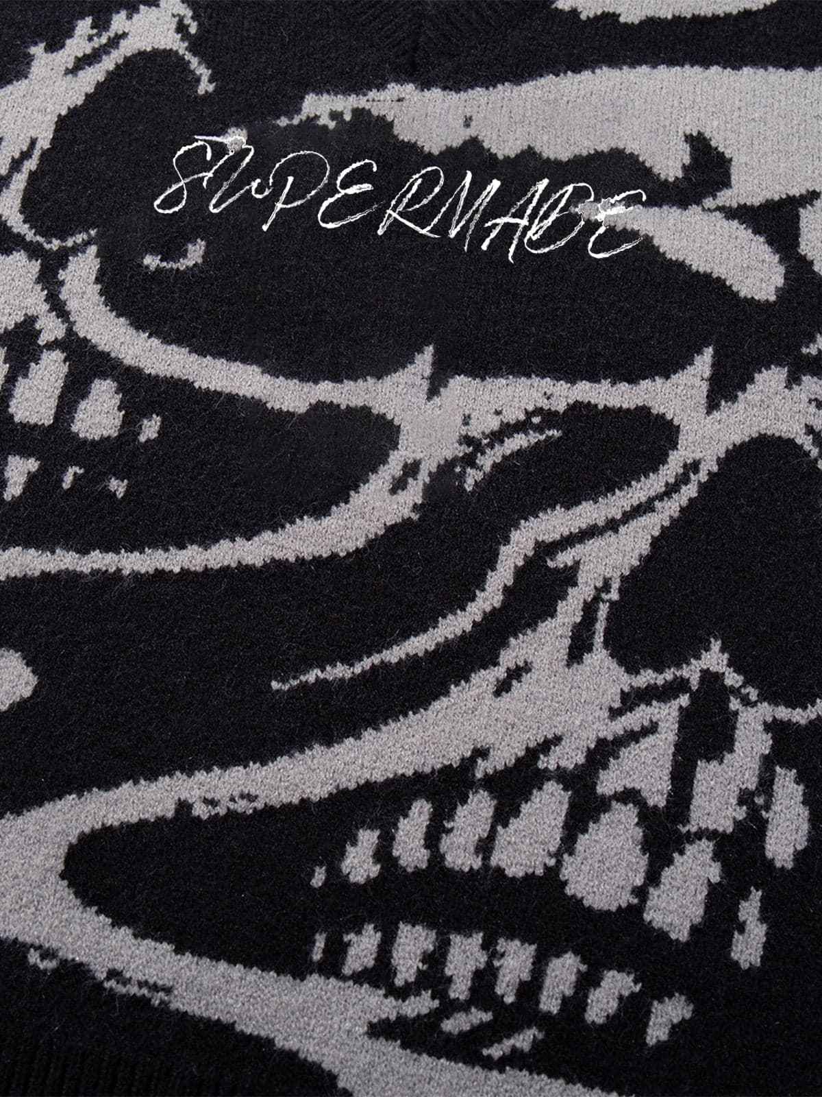 High Street Dark Skull Frayed-edge V-neck Sweater Vest