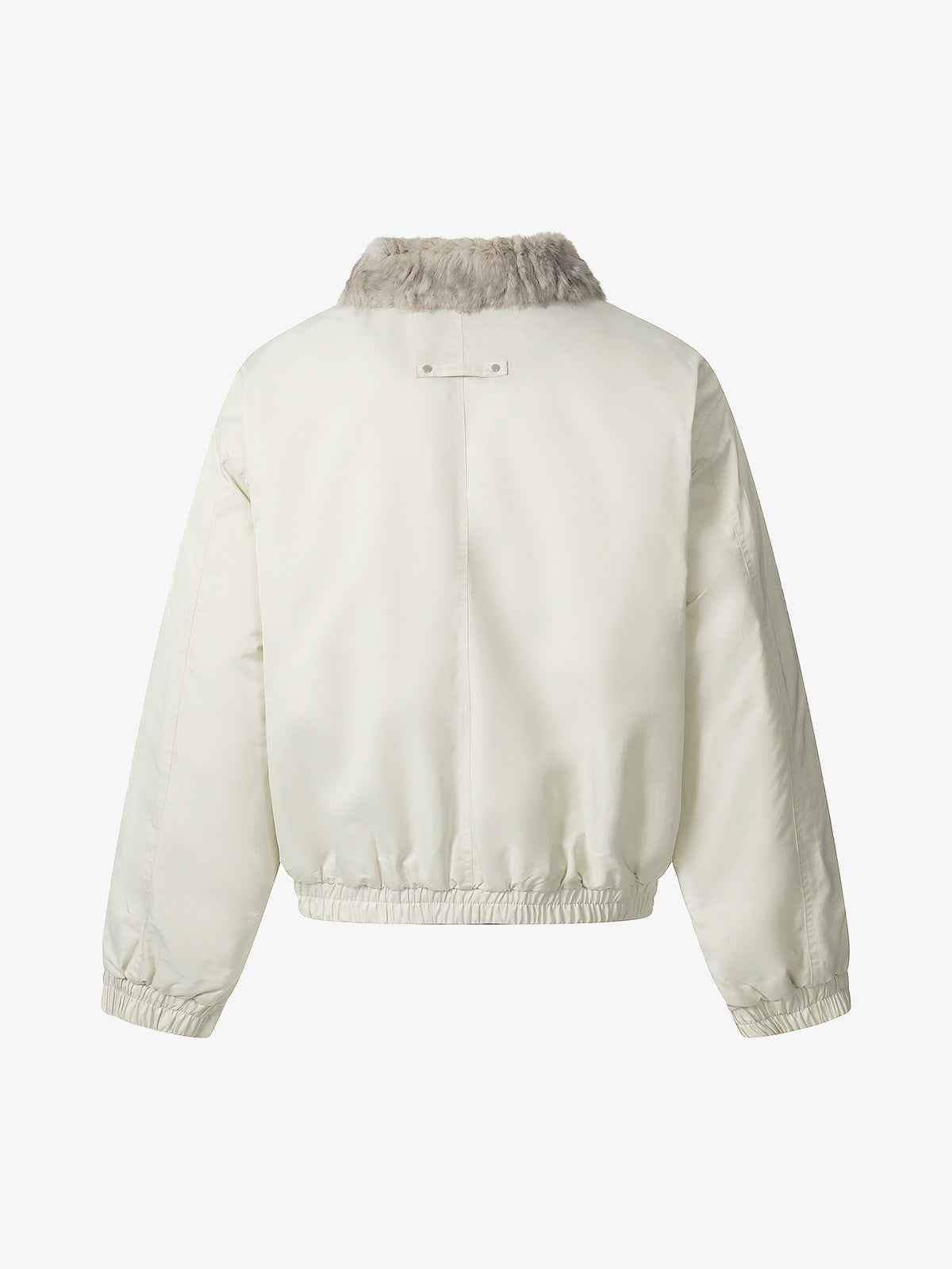 Faux Fur Collar Zipper Padded Bomber Jacket