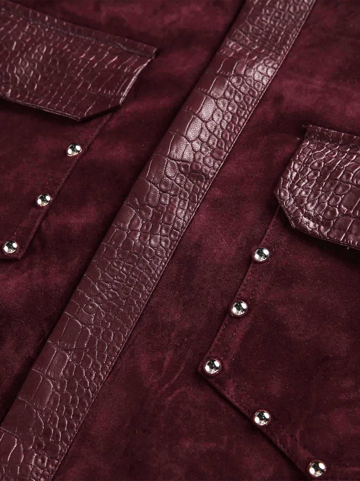 Vintage Suede PU Leather Collar Zip Up Jacket