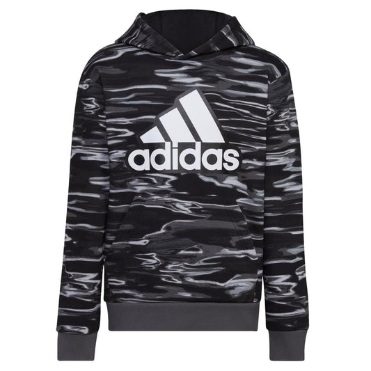 adidas Boys Long Sleeve Camo Print Hoodie Black 4