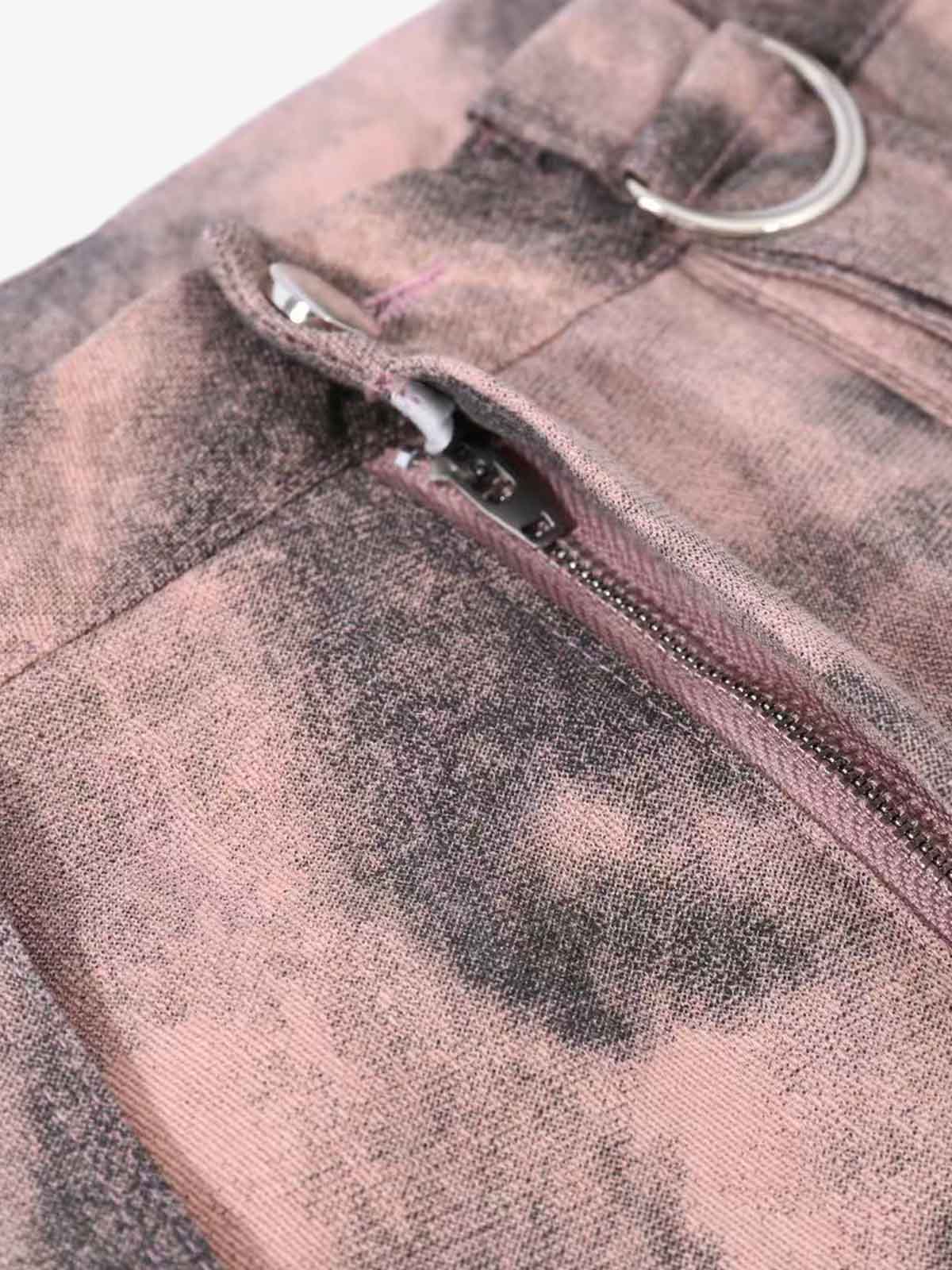 Smoky Dyed Multi-Pocket Tactical Strap Cargo Jeans - Luxuryurbanwear